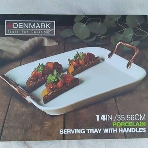Denmark 14 inch Serving Tray with Copper Handles